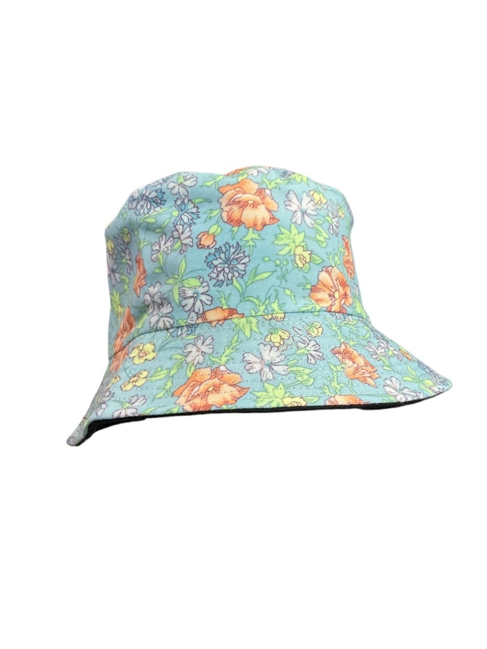 Hadley Wren Spring Bloom Bucket Hat Blue Floral Reversible Sun Hat OS